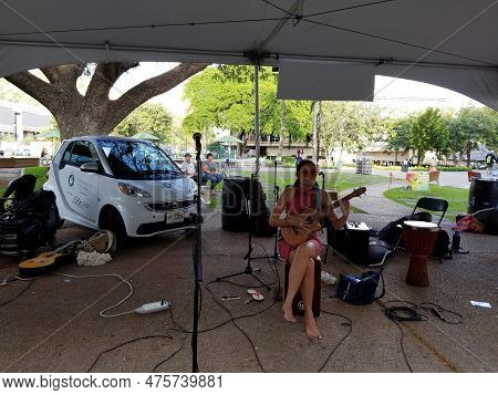 Honolulu - April 19, 2017:  Musician Taimane Jams At Earth Day Concert Festival On The University Of