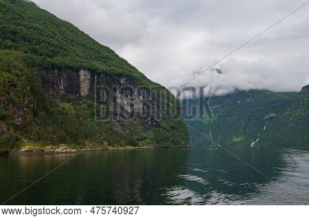 Natural Landscape At Geirangerfjord In Norway. July 2019