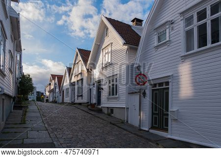 Traditional Wooden Houses In Gamle Stavanger. Gamle Stavanger Is A Historic Area Of The City Of Stav