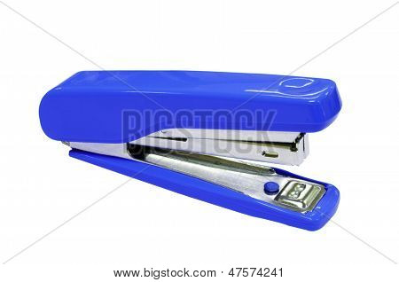 Navy blue stapler isolated on white