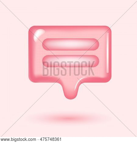 3d Illustration Of Speech Bubble. 3d Vector Talking Cloud. Glossy Speech Bubble High Quality Vector.