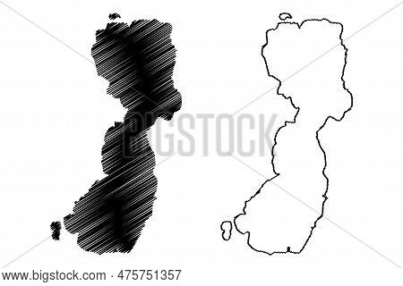 Lake Banyoles (kingdom Of Spain) Map Vector Illustration, Scribble Sketch Estany De Banyoles Map