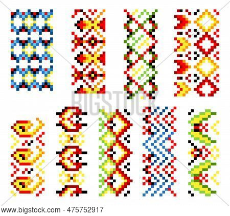 Ukrainian Traditional Embroidery. Set Of Patterns For Cross Stitching Decoration. Cross-stitch Tradi