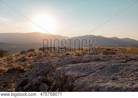Aladaglar National Park. Cloudy Mountain Landscape. Glacial Mountains, Hills. Transmountain Trips. T