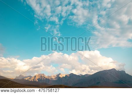 Aladaglar National Park. Cloudy Mountain Landscape. Glacial Mountains, Hills. Transmountain Trips. T