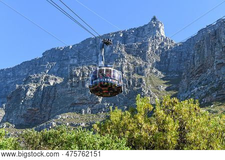 Cable Car On The Wey To Table Mountain Over Cape Town On South Africa