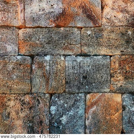 Stone Wall Grange Block Construction Designed Texture Outdoor Background Backdrop Square Photo Forma