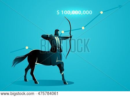 Vector Illustration Of A Centaur Businessman, The Term Centaur Is For Company Who Have A Valuation O