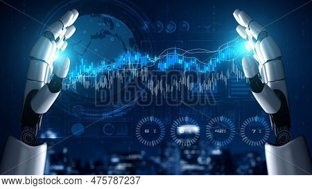Futuristic Robot Artificial Intelligence Enlightening Ai Technology Development And Machine Learning