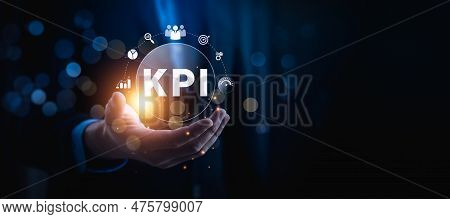 Kpi Key Performance Indicator Business Technology Concept. Business Executives Use Business News Met