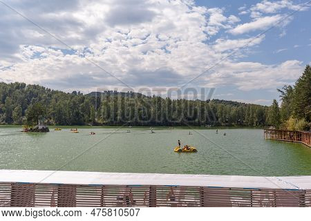 14.08.2022, Altai Republic, Russia. A Small Island On Lake Aya In The Altai Territory Or The Altai R