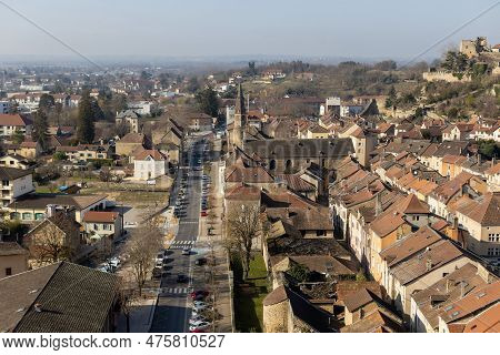 Cremieu Cityscape From The Top. France Europe
