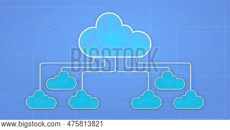 Multiple Cloud Symbol Vector Illustration, 2d Cloud, 3d Cloud, Multi-cloud Work Connected Data.