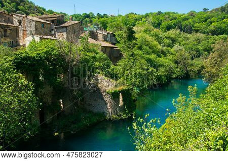 View Of The Old Village Of Stifone Located Along The Banks Of The Nera River In The Province Of Tern