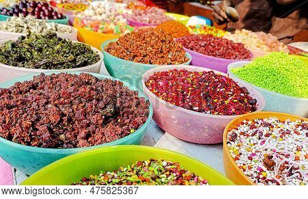 Colorful Ingredients Of Varanasi Paan That Is Sweet Betel Of Banaras , India . These Are Also Known 