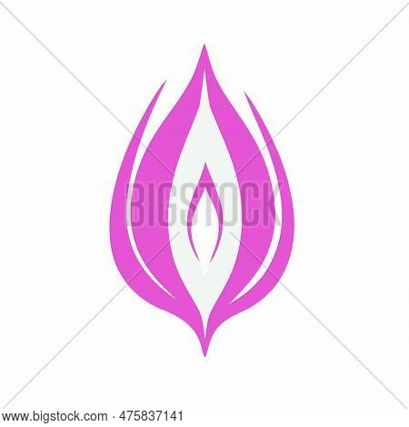 Female Vulva Icon Logo For Gynecological Health Theme Minimal Vector Illustration