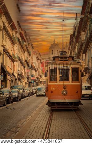 The Historic Remodelado Trams Goes To The Scenic Route And Historic Center In Lisbon In Portugal