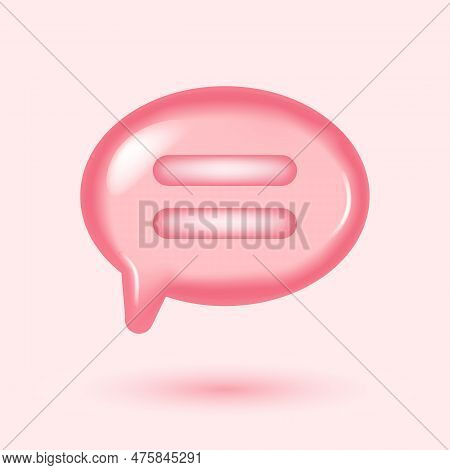 3d Illustration Of Speech Bubble. 3d Vector Talking Cloud. Glossy Speech Bubble High Quality Vector.