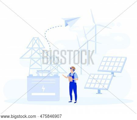 Accumulator Battery Use Concept,  Innovative Battery Technology, Energy Storage, Safe Energy Device,