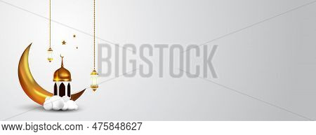 Banner Design With Islamic Decoration For Islamic New Year, Ramadan Kareem, Eid Mubarak, Al-adha, Al