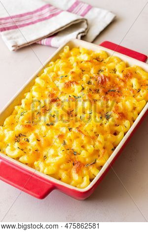American Dish Mac And Cheese. National Cuisine. Vegetarian Food.