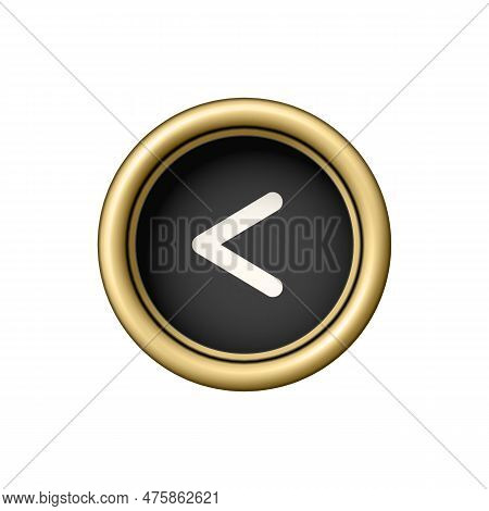 Less-than Sign. Vintage Golden Typewriter Button Isolated On White Background