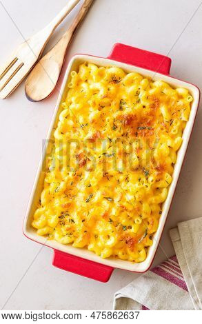 American Dish Mac And Cheese. National Cuisine. Vegetarian Food.
