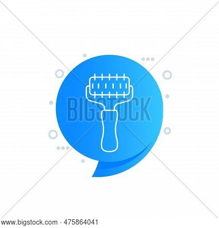 Bee Uncapping Roller Line Icon, Beekeeping Tool