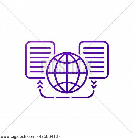 Global Data Exchange Line Icon On White