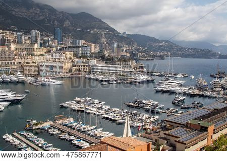 La Condamine, Monaco, April 20th 2023:- A View Of Port Hercules, The Main Port Of Monaco, Located In