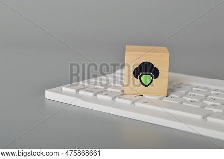 Computer Keyboard And Cloud Protection. Cloud Protection Refers To The Set Of Security Measures And 
