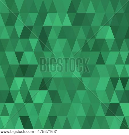Green Triangular Background. Polygonal Style. Layout For Presentation, Advertising, Brochure. Abstra