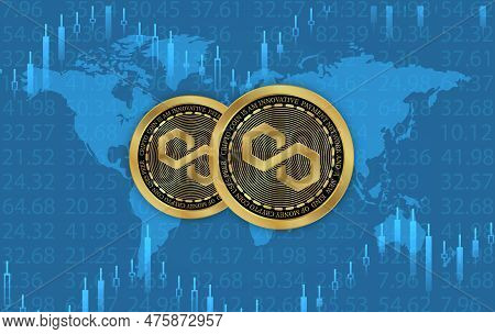 Polygon-matic Virtual Currency Images. 3d Illustration. Matic Coin Logo