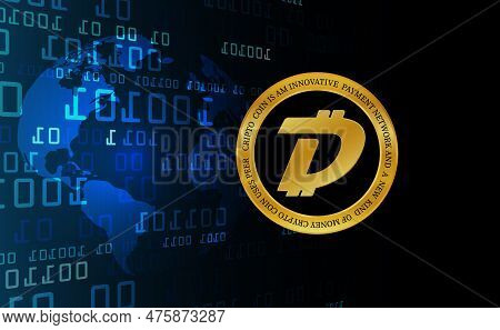 Digibyte-dgb Virtual Currency Image In The Digital Background. 3d Illustrations.
