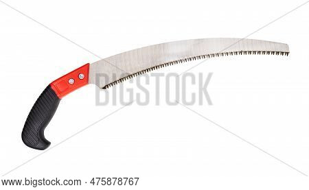 Crosscut Hand Pruning Saw With Plastic Handle Isolated On White Background