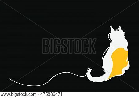 Sit Back Pose Simple Vector Sketch Single One Or Continuous Line.