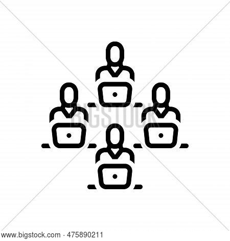Black Line Icon For Engaged Busy Cohesion Dissipated Employed Inutile Work Office Company Job
