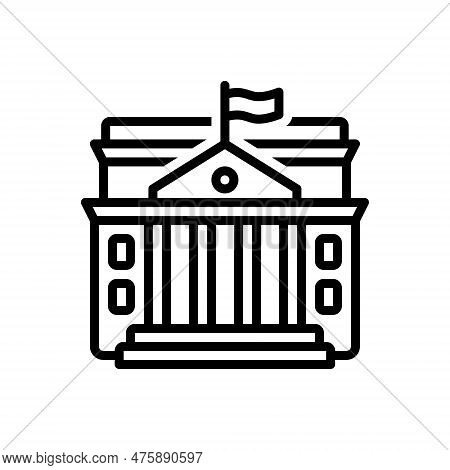 Black Line Icon For Governmental Administrative Bureaucratic Gubernatorial Presidential Building Cou