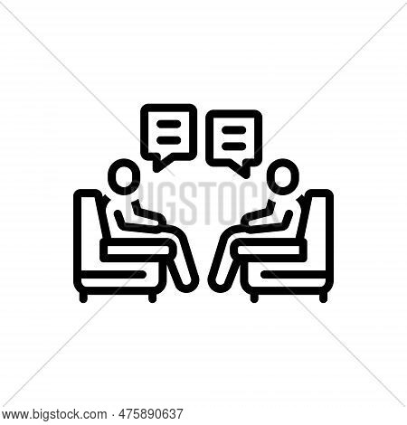 Black Line Icon For Discussing Dissert Discuss Debate Conversing Talking Communication Talk-through 