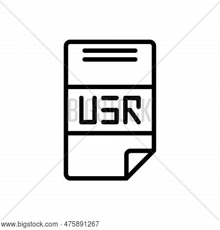 Black Line Icon For Usr Monogram File Extension Document Format Initial Extension Alphabet Letter