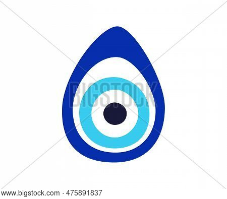 Evil Eye Talisman Icon. Turkish Or Greek Eye Symbol. Greece Ethnic Magic Amulet. Mystical Blue Hamsa