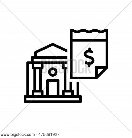 Black Line Icon For Fees Incoice Payment Annual-fee Bill Stipend Price Cost Revenue Court Bank