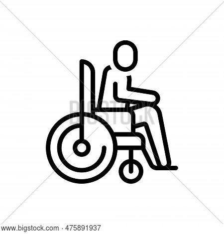 Black Line Icon For Disabled Having-a-disability Handicapped Infirm Handicap Wheelchair Accessibilit