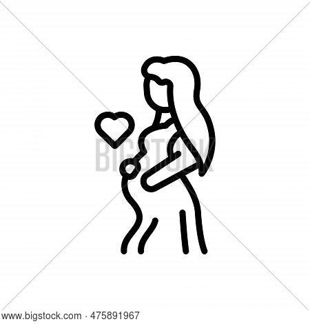 Black Line Icon For Maternity Motherhood Parentage Parenthood Gestation Pregnancy Pregnant Fertility