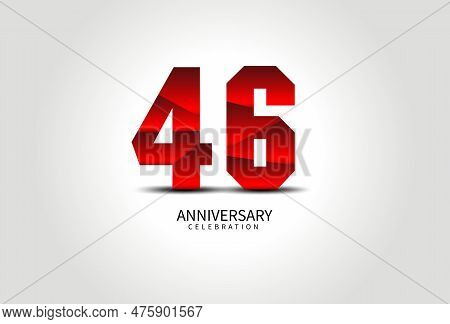 46 Year Anniversary Celebration Logo Red Vector, 46 Number Design, 46th Birthday Logo, Logotype Numb