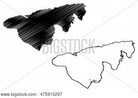 Lake Lebsko (republic Of Poland) Map Vector Illustration, Scribble Sketch Łebsko Or Lebasee Map