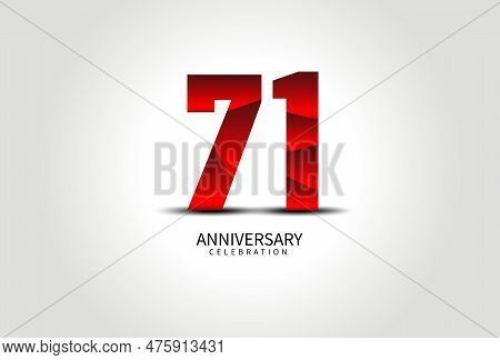 71 Year Anniversary Celebration Logo Red Vector, 71 Number Design, 71th Birthday Logo, Logotype Numb