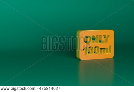 Orange Liquids In Carry-on Baggage Icon Isolated On Green Background. Airport Rules. Minimalism Conc