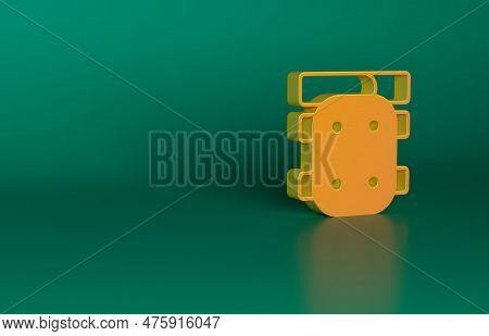 Orange Knee Pads Icon Isolated On Green Background. Extreme Sport. Skateboarding, Bicycle, Roller Sk