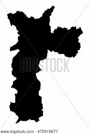 Sao Paulo City Map Silhouette Isolated On White Background, Brazil